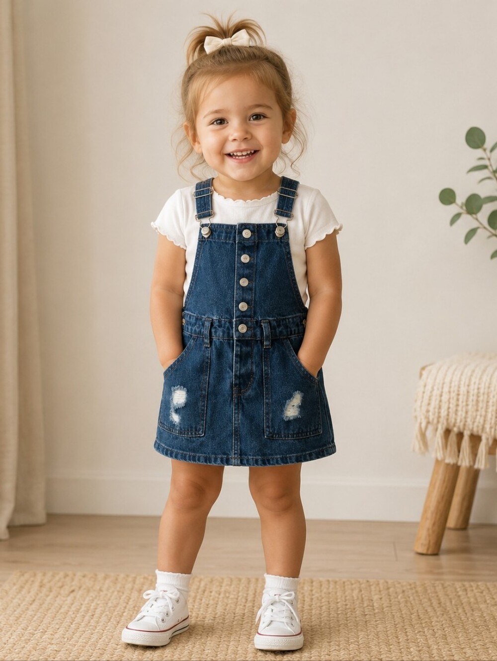 NWT Jessica Simpson Toddler Denim Overall Dress, 5T